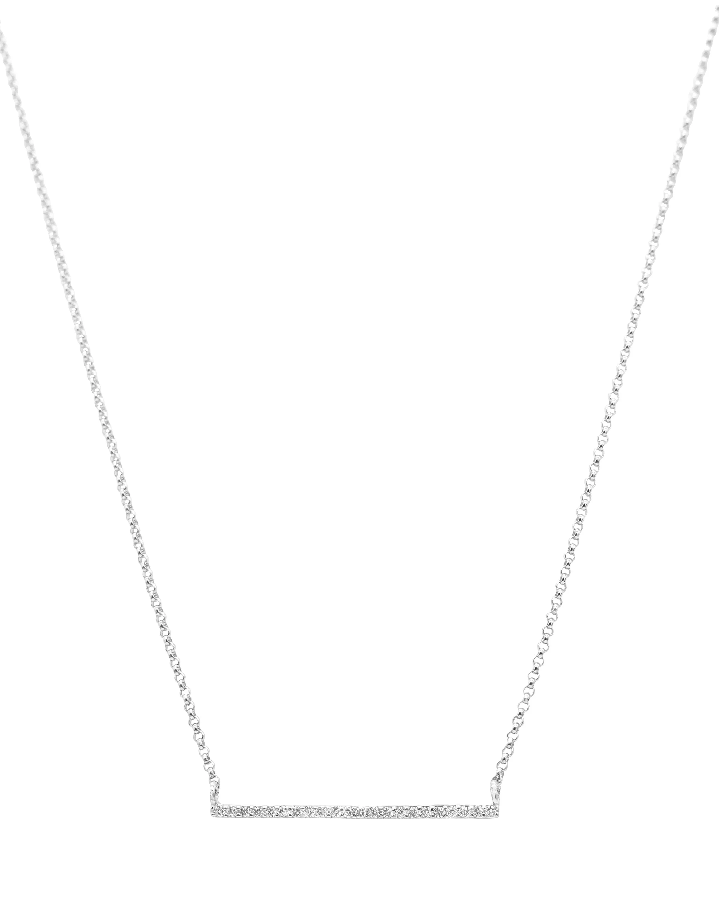 14k White Gold Diamond Bar Necklace