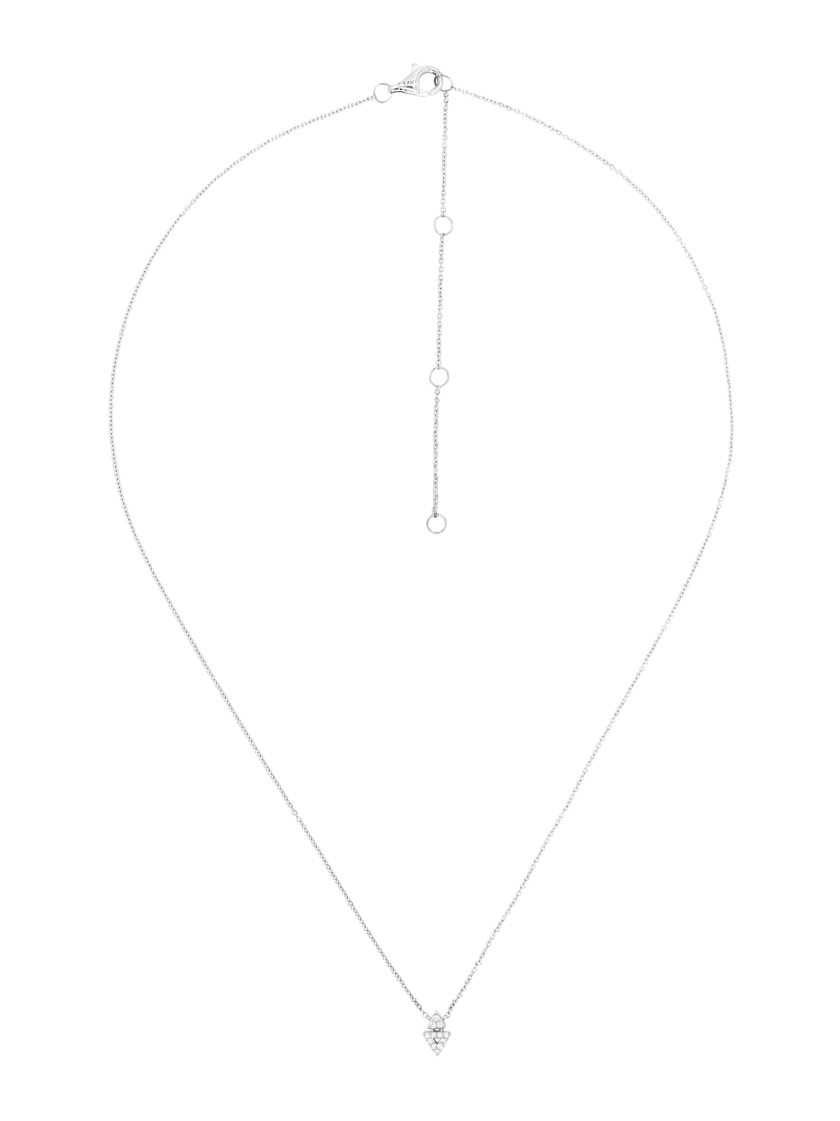 14k White Gold Diamond Double Arrow Necklace