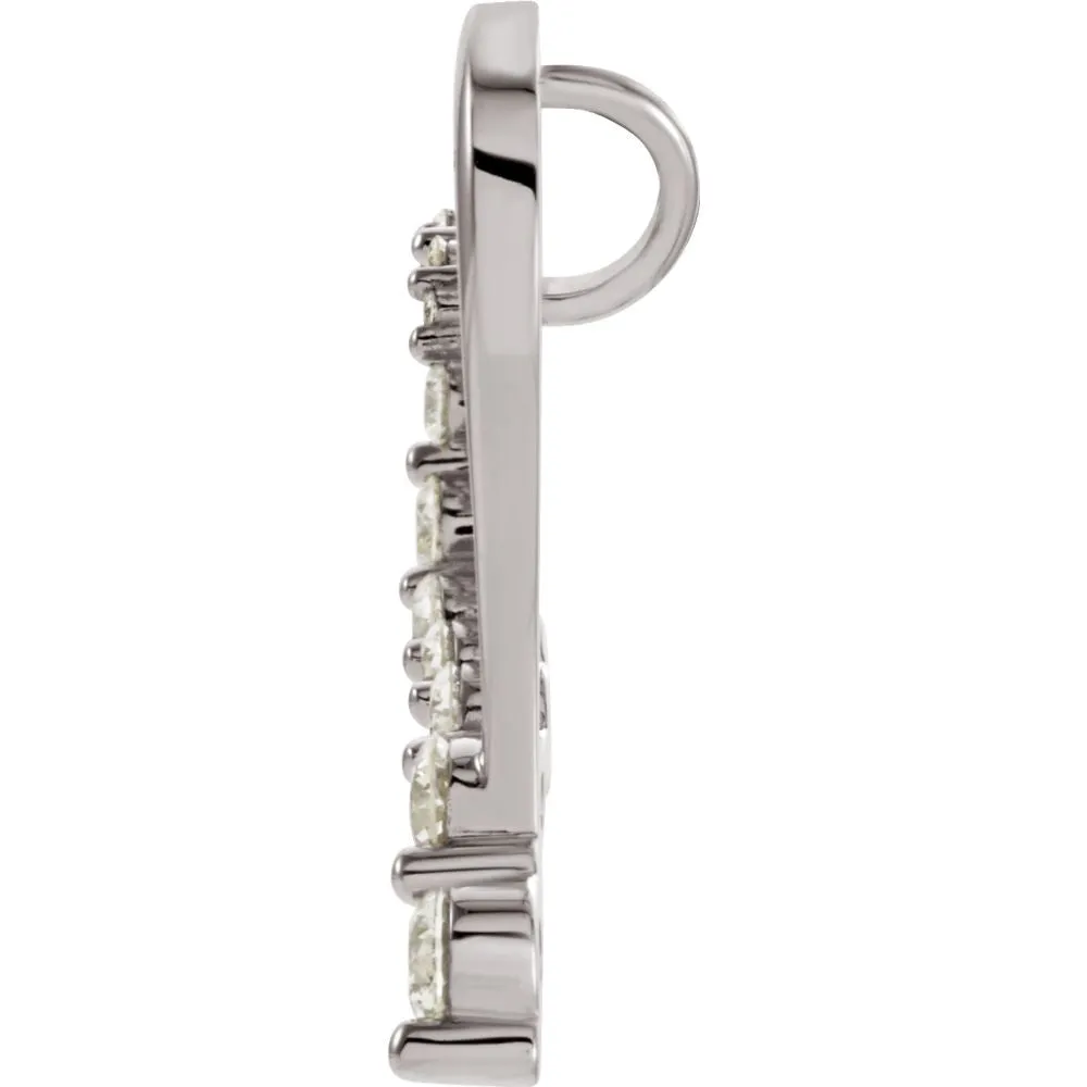 14k White Gold Journey Diamond Heart Pendant