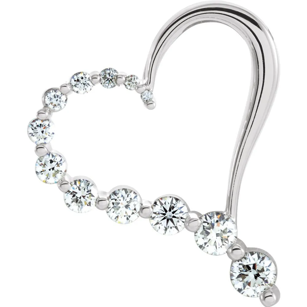 14k White Gold Journey Diamond Heart Pendant