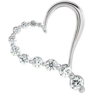 14k White Gold Journey Diamond Heart Pendant