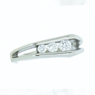 14K White Gold Ladies 1/3 ctw 3 Diamond Ring