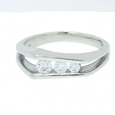 14K White Gold Ladies 1/3 ctw 3 Diamond Ring
