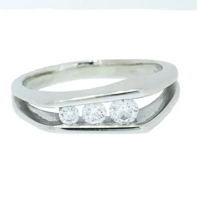 14K White Gold Ladies 1/3 ctw 3 Diamond Ring