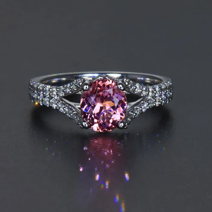 14k White Gold Mahenge Malaia Garnet and Diamond Ring 1.59 Carats