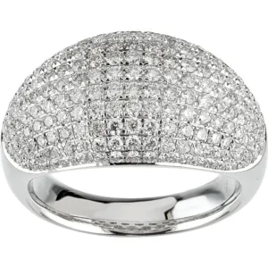 14k White Gold Pavé Dome Ring, Size 7