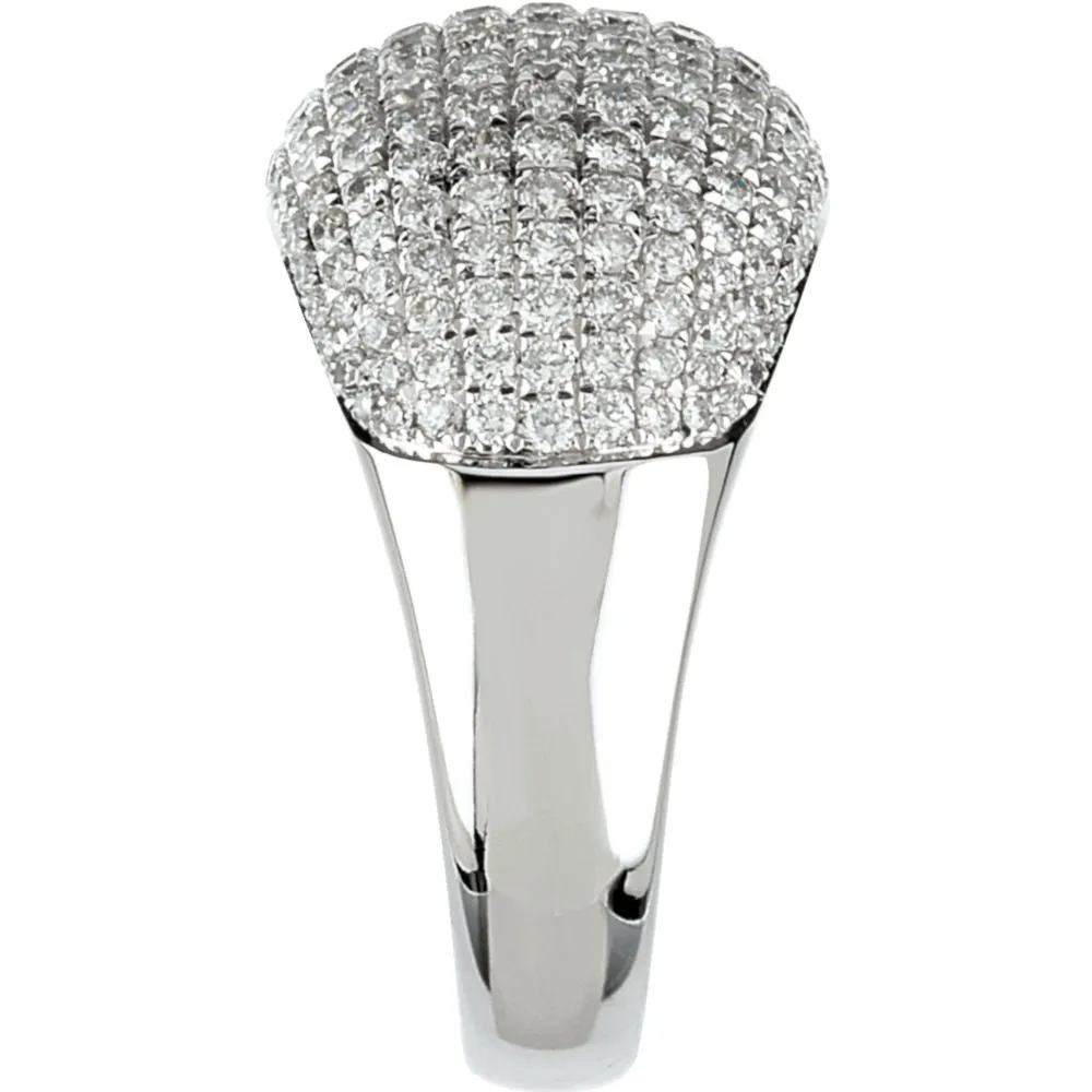 14k White Gold Pavé Dome Ring, Size 7
