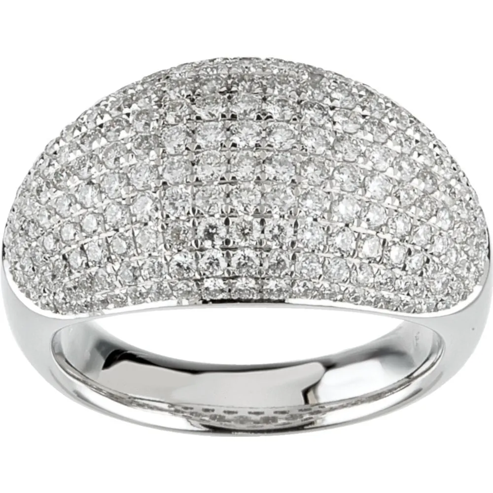 14k White Gold Pavé Dome Ring, Size 7