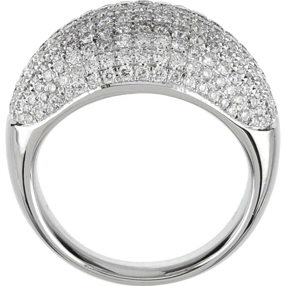 14k White Gold Pavé Dome Ring, Size 7