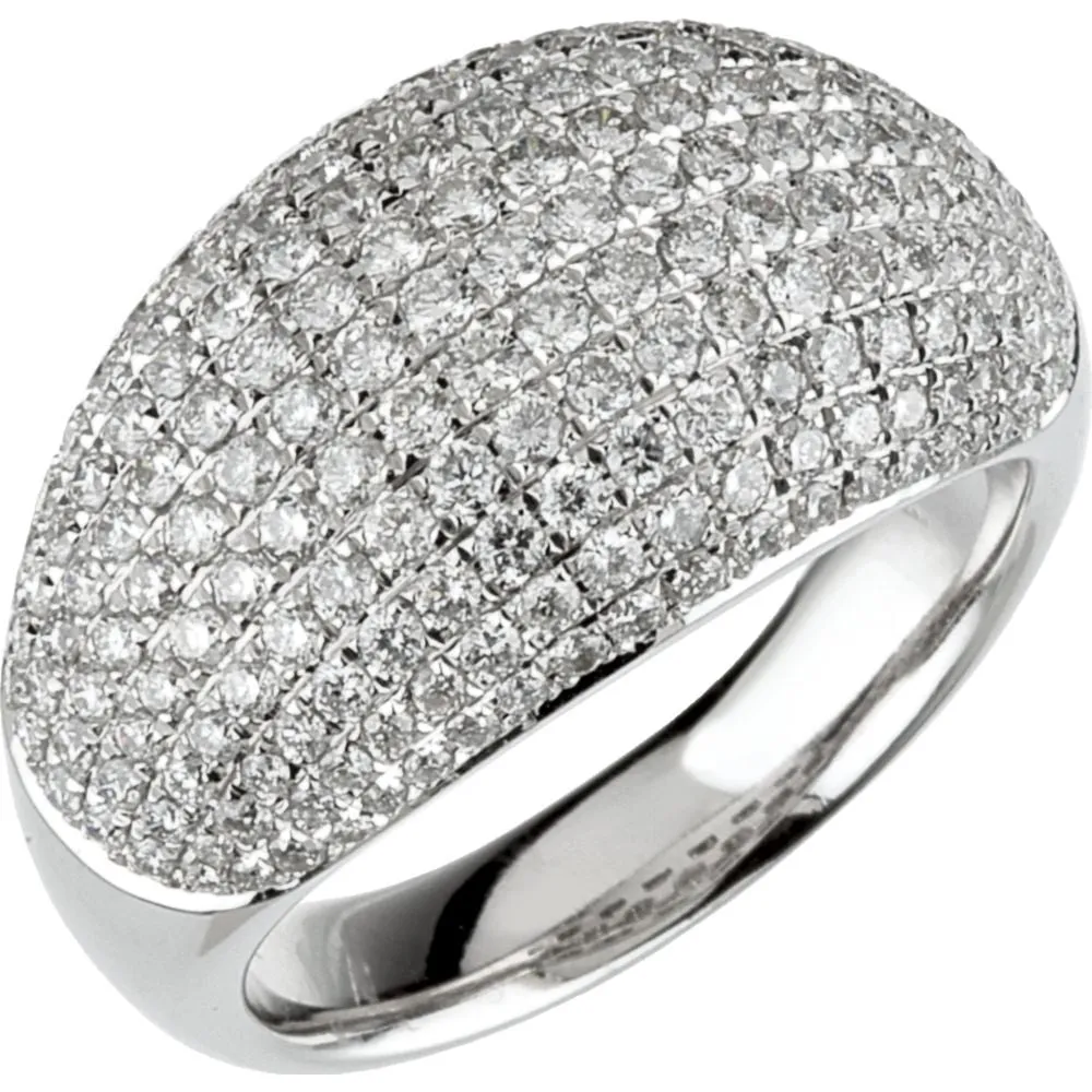 14k White Gold Pavé Dome Ring, Size 7