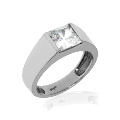 14k White Gold Princess Cut Ring