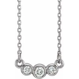 14K White Graduated Bezel-Set 1/8 CTW Diamond 16-18" Necklace
