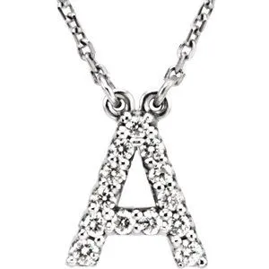 14K White Initial A 1/8 CTW Diamond 16" Necklace