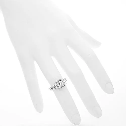 14K White Solid Gold Diamond Engagement Ring 1.69 Ctw