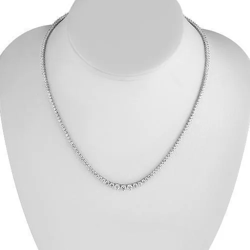 14K White Solid Gold Womens Diamond Necklace 6.50 Ctw
