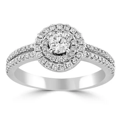 14K White Solid Gold Womens Diamond Ring 0.98 Ctw