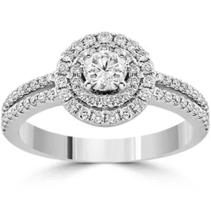 14K White Solid Gold Womens Diamond Ring 0.98 Ctw