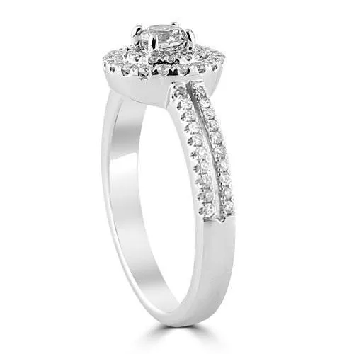 14K White Solid Gold Womens Diamond Ring 0.98 Ctw