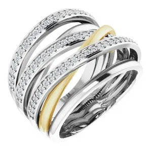 14K White/Yellow 1/2 CTW Diamond Ring Size 7