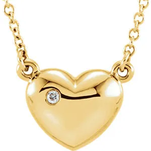 14K Yellow .01 CTW Diamond Heart 16.5" Necklace