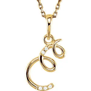 14K Yellow .03 CTW Diamond Initial E 18" Necklace