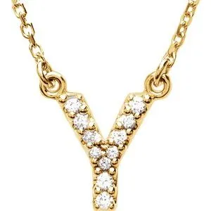 14K Yellow .08 CTW Natural Diamond Initial Y 16" Necklace