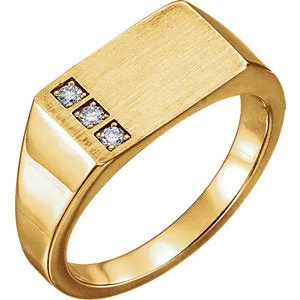 14K Yellow 1/10 CTW Diamond 15x10 mm Rectangle Signet Ring