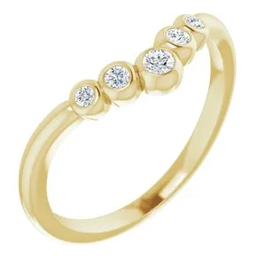 14K Yellow 1/10 CTW Diamond Bezel-Set Graduated "V" Ring