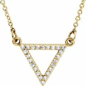 14K Yellow 1/10 CTW Diamond Triangle 16" Necklace