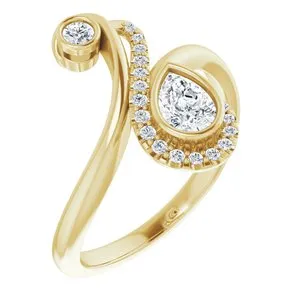 14K Yellow 1/2 CTW Diamond Bezel-Set Bypass Ring