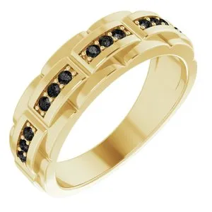 14K Yellow 1/3 CTW Black Diamond Pattern Ring