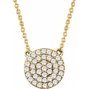 14K Yellow 1/3 CTW Diamond Cluster 16-18" Necklace