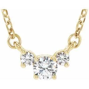 14K Yellow 1/3 CTW Diamond Three-Stone 16-18" Necklace