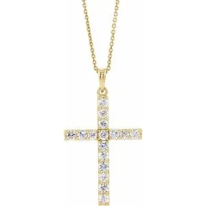 14K Yellow 1/5 CTW Diamond Cross 18" Necklace