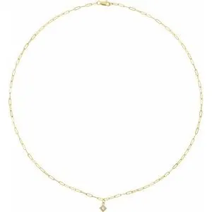 14K Yellow 1/6 CT Natural Diamond Micro Bezel-Set 18" Necklace