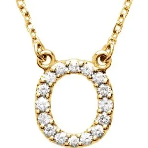 14K Yellow 1/6 CTW Natural Diamond Initial O 16" Necklace