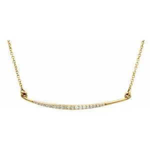 14K Yellow 1/8 CTW Diamond Curved Bar 16" Necklace