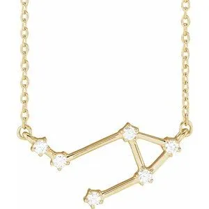 14K Yellow 1/8 CTW Natural Diamond Libra 16-18" Necklace