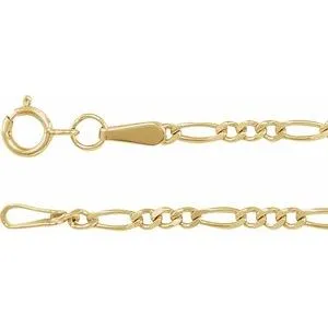14K Yellow 1.9 mm Diamond-Cut Figaro 16" Chain