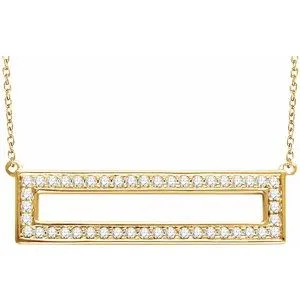 14K Yellow 3/8 CTW Diamond Rectangle 16-18" Necklace