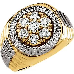 14K Yellow & White 1 3/8 CTW Diamond Men's Ring, Size 10