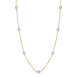 14K Yellow & White Natural Diamond 18 inch Necklace