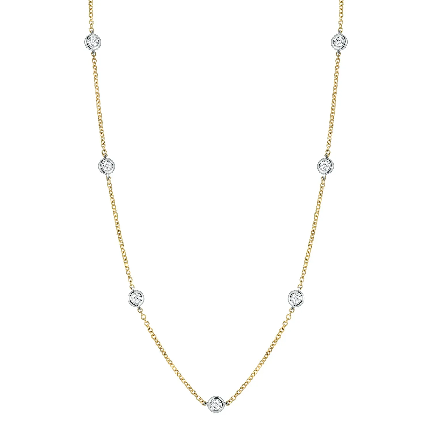14K Yellow & White Natural Diamond 18 inch Necklace