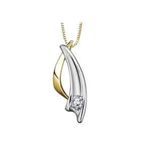 14K Yellow and White Gold (0.18ct) Diamond Pendant