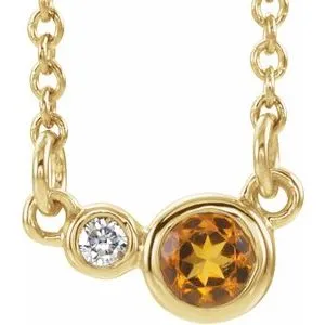 14K Yellow Citrine & .02 CTW Diamond 16" Necklace
