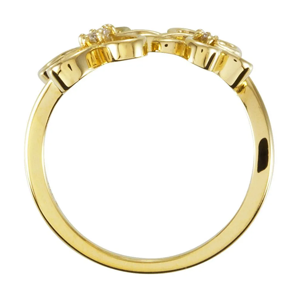 14k Yellow Gold .07 CTW Diamond Floral-Inspired Ring , Size 7