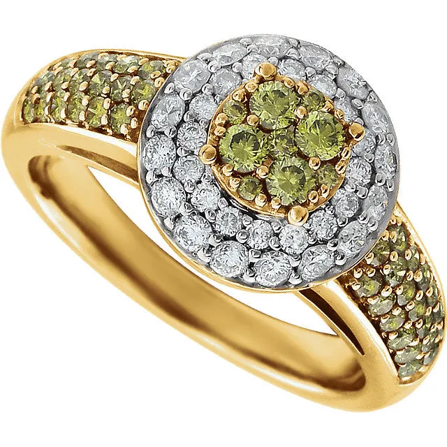 14k Yellow Gold 1 1/8 CTW Diamond Engagement Ring , Size 7