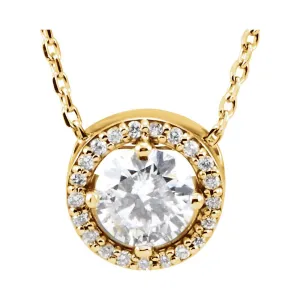 14k Yellow Gold 1/2 CTW Diamond Halo-Style 16" Necklace