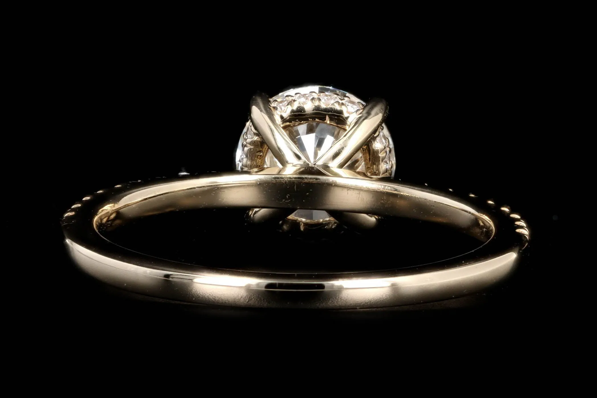 14K Yellow Gold 1.28 Carat Round Brilliant Cut Diamond Hidden Halo Engagement Ring GIA Certified