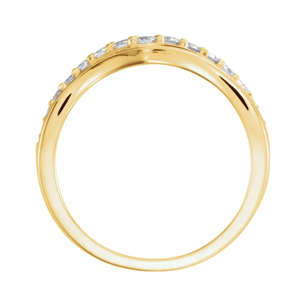 14k Yellow Gold 1/3 CTW Diamond Contour Band, Size 7